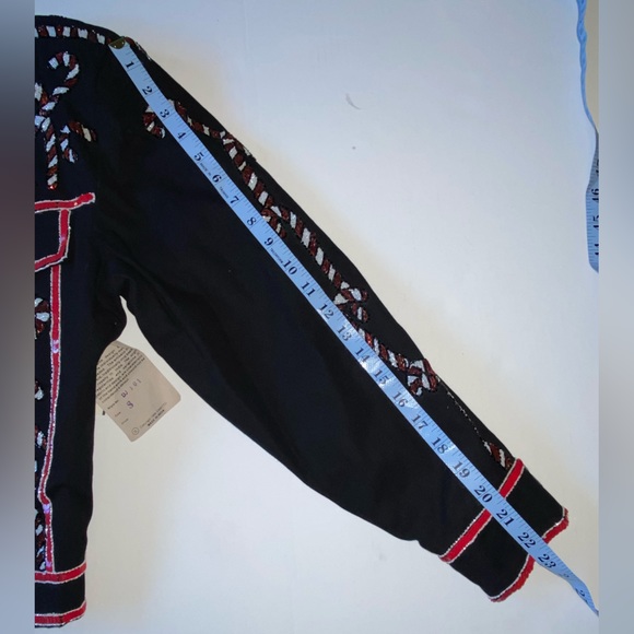 90s Vintage sequins red, white, and black CANDY CANE Christmas jacket 🎄 - Picture 6 of 12